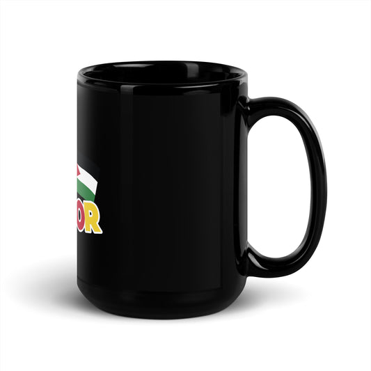 Black Glossy Mug "One Love Palestine & Colombia"