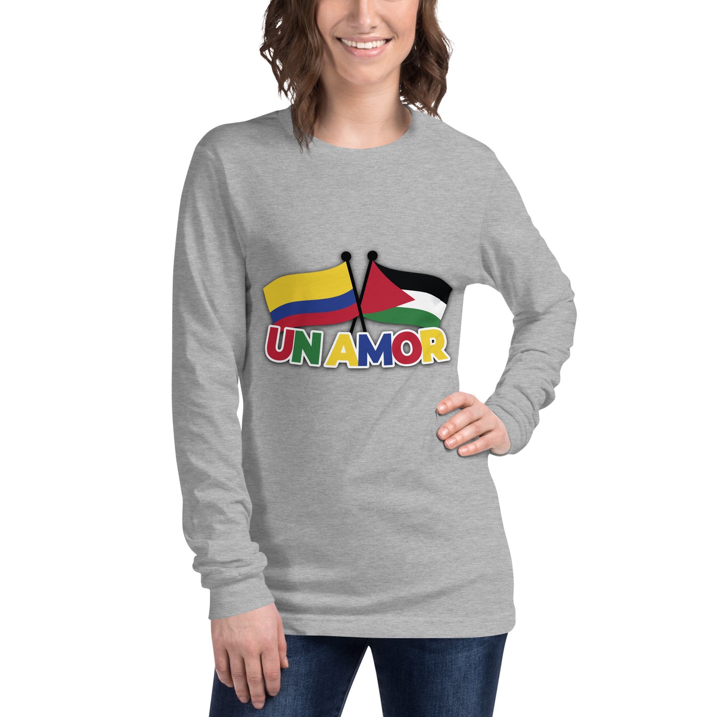 Unisex Long Sleeve Tee - One Love Colombia & Palestine