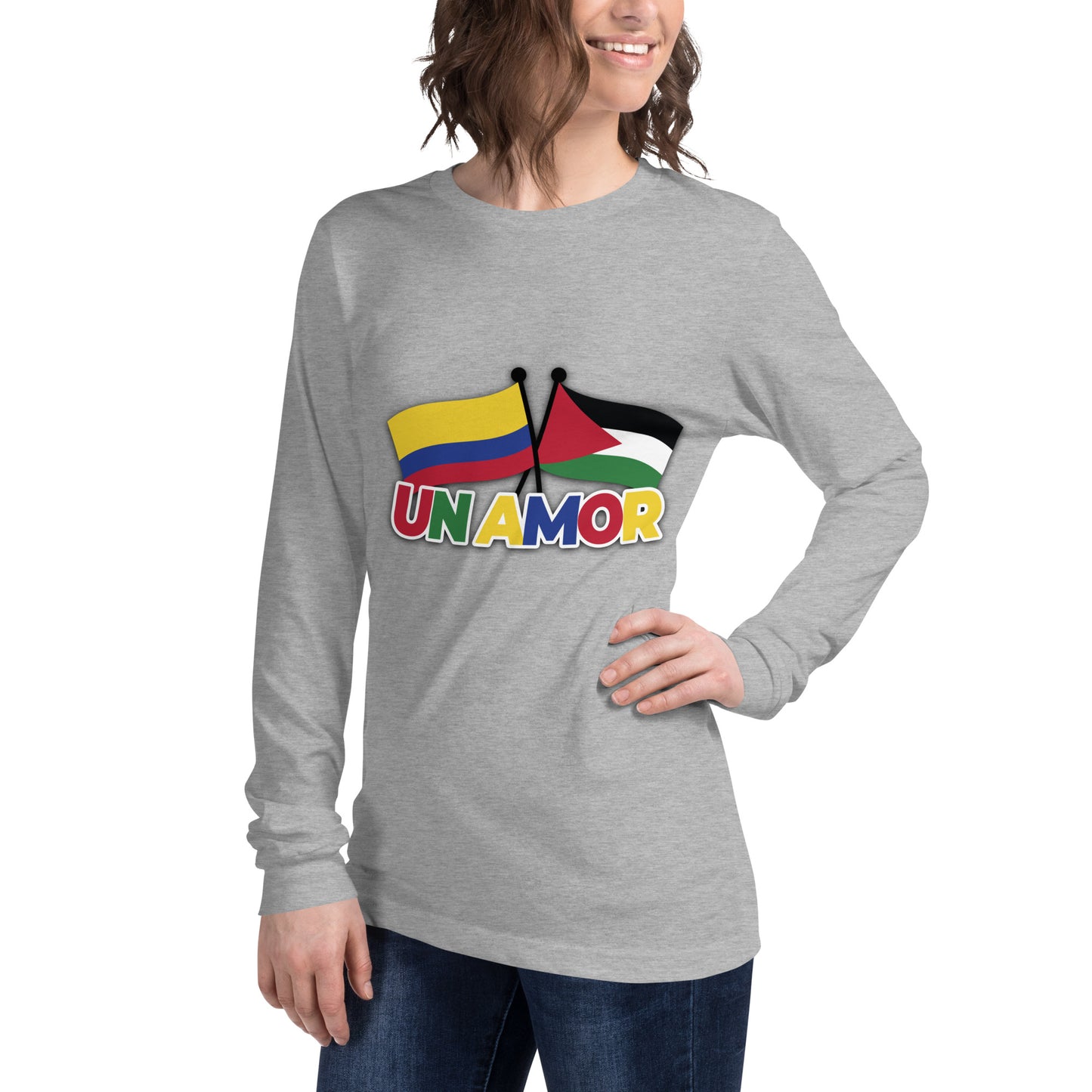 Unisex Long Sleeve Tee - One Love Colombia & Palestine