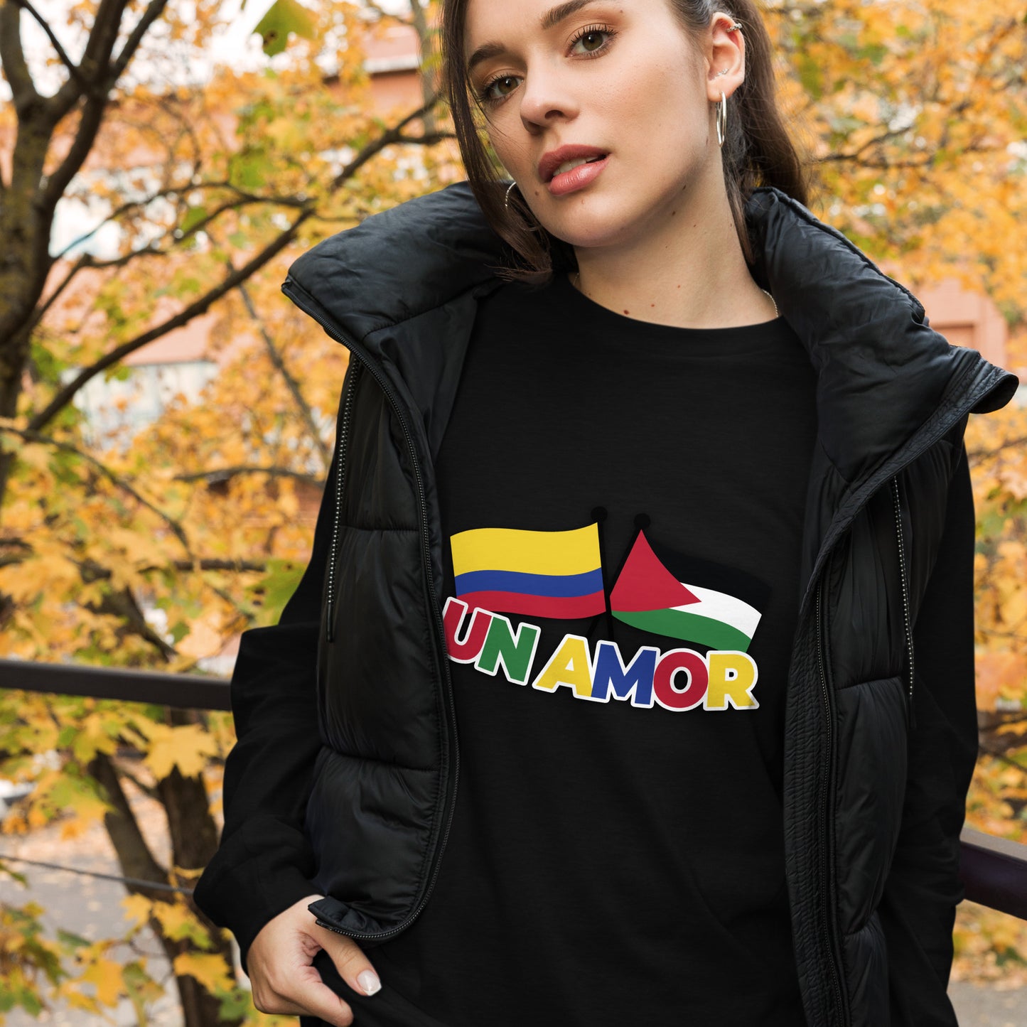 Unisex Long Sleeve Tee "One Love - Colombia & Palestine"