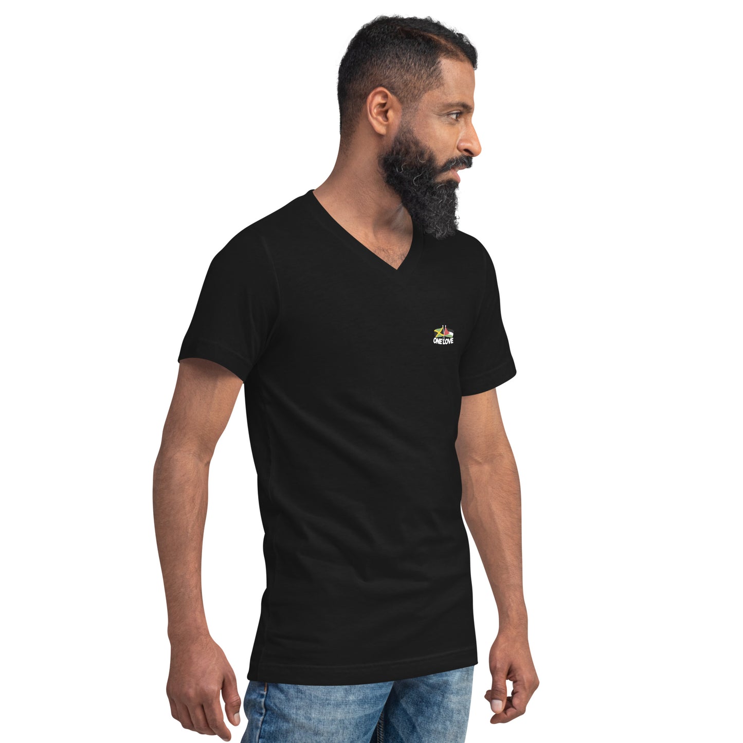 Unisex Short Sleeve One Love V-Neck T-Shirt